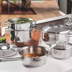 Jogo de Panelas em Aço Inox 6 Peças